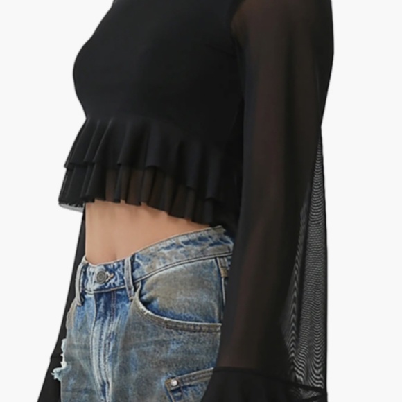 NWT Inaya Layered Bell Sleeve Crop Top by AFRM - Picture 6 of 6